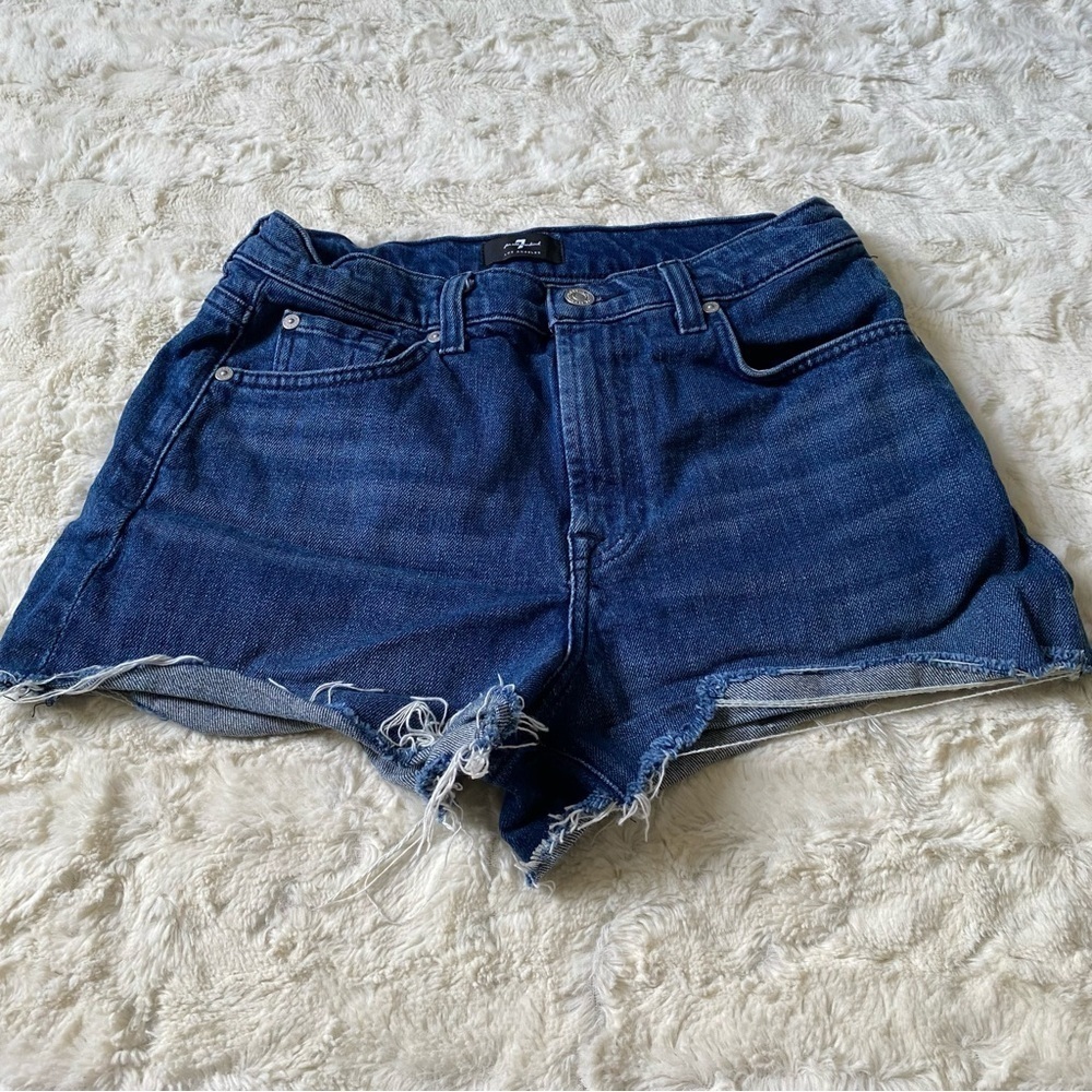 7 for all Mankind Women's Size 27 Blue High Waist Shorts